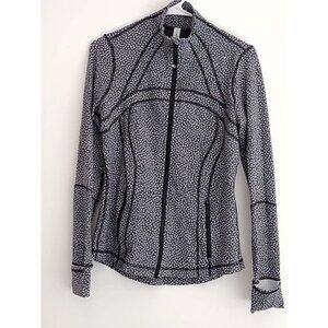 Lululemon Athletica Womens Sz 8 Hoodie Top Long Sleeve Black Multicolor Full Zip